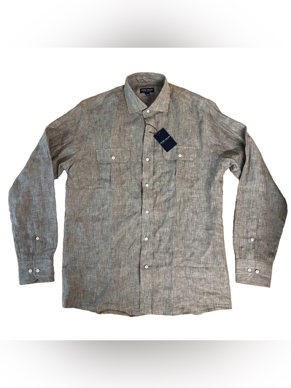Peter Millar Crown Crafted Linen Positano Sport Shirt NWT M $250 Cheshire Brown